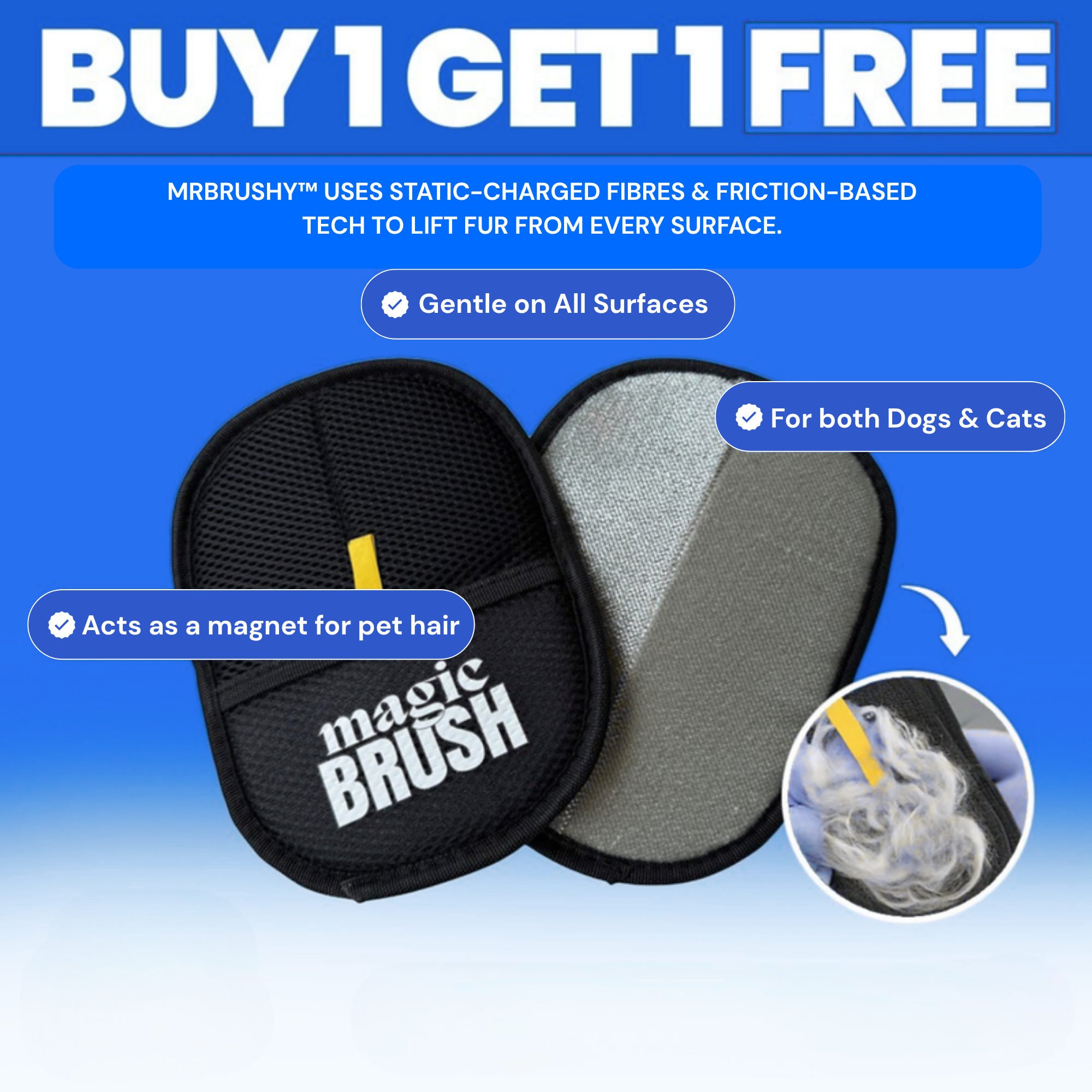 The MrBrushy™ - Pet Hair Removal Gloves Buy 1 Get 1 Free